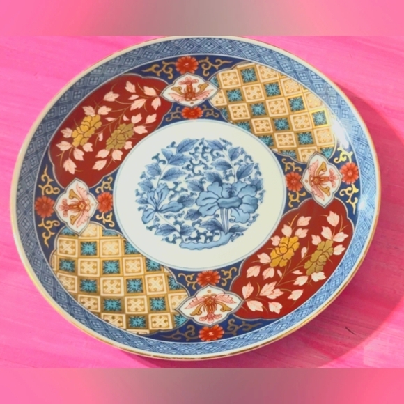Smithsonian Institution Imari Blue Japanese Porcelain Salad Plate Iris 8.5" - Picture 1 of 2